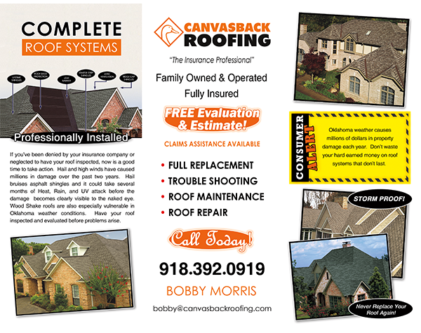 Canvasback roofing brochure inside
