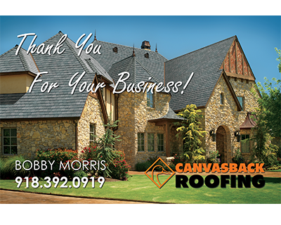 Canvasback Roofing postcard front
