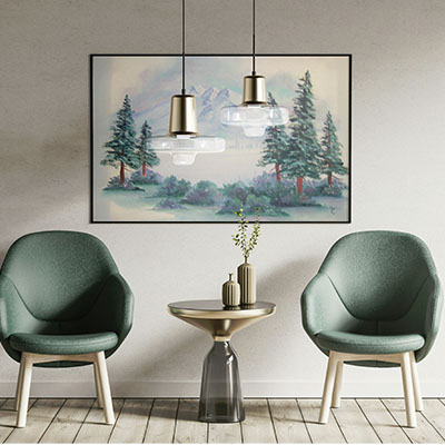 Mountains and trees oil canvas art