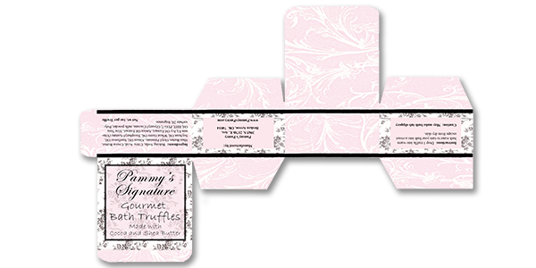 flat layout of custom bath truffle box